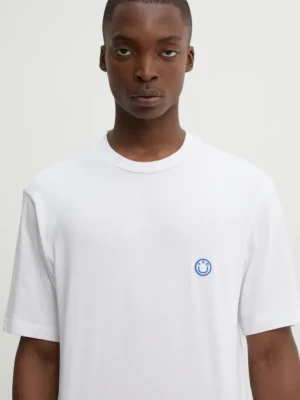 HUGO Blue t-shirt bawełniany męski kolor biały gładki 50519984