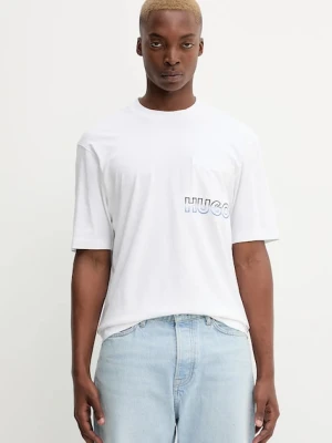 Hugo Blue t-shirt bawełniany męski kolor biały z aplikacją 50549120