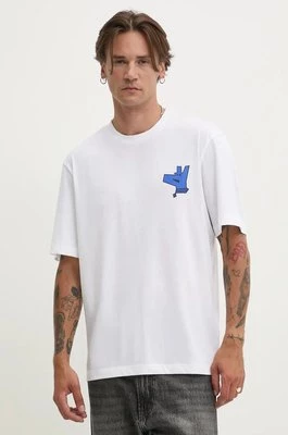 Hugo Blue t-shirt bawełniany męski kolor biały z nadrukiem 50519124