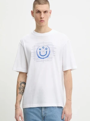 Hugo Blue t-shirt bawełniany Namerix męski kolor biały z nadrukiem 50554350