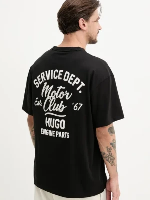 Hugo Blue t-shirt bawełniany męski kolor czarny z aplikacją 50534754