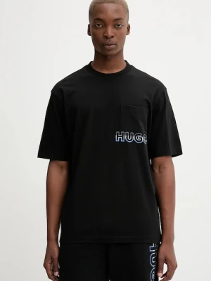 Hugo Blue t-shirt bawełniany męski kolor czarny z aplikacją 50549120