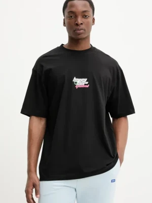Hugo Blue t-shirt bawełniany męski kolor czarny z nadrukiem 50536122