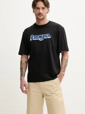 Hugo Blue t-shirt bawełniany męski kolor czarny z nadrukiem 50542932