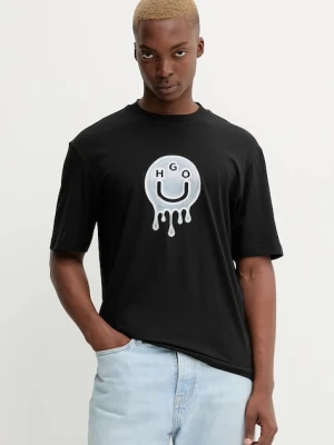 Hugo Blue t-shirt bawełniany Nedirix męski kolor czarny z nadrukiem 50549162