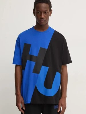 Hugo Blue t-shirt bawełniany męski kolor fioletowy z nadrukiem 50521615