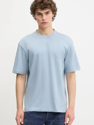 Hugo Blue t-shirt bawełniany męski kolor niebieski gładki 50519984