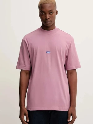 Hugo Blue t-shirt bawełniany męski kolor różowy gładki 50509991