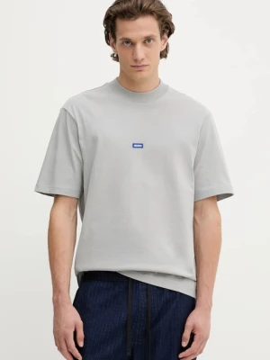 Hugo Blue t-shirt bawełniany męski kolor szary gładki 50509991