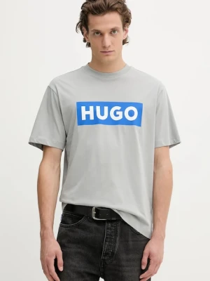 Hugo Blue t-shirt bawełniany męski kolor szary z nadrukiem 50522376