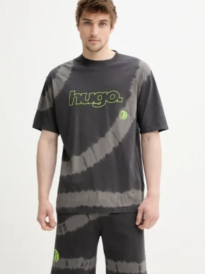 Hugo Blue t-shirt bawełniany męski kolor szary z nadrukiem 50542951