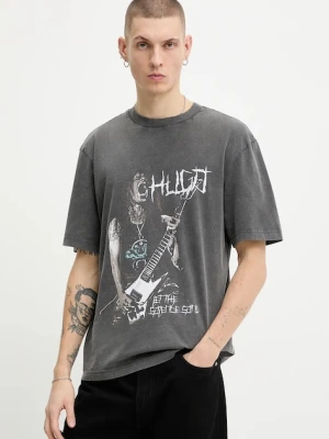 Hugo Blue t-shirt bawełniany Noctornix męski kolor szary z nadrukiem 50554368