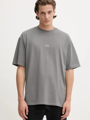 Hugo Blue t-shirt bawełniany Nalono męski kolor szary z nadrukiem