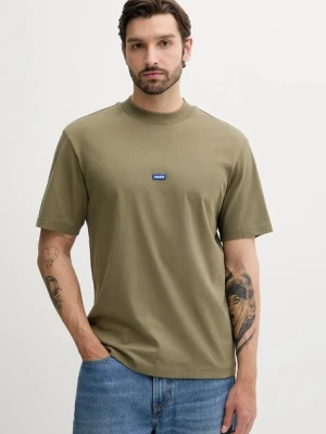 Hugo Blue t-shirt bawełniany męski kolor zielony gładki 50509991