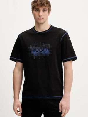 Hugo Blue t-shirt bawełniany Nothal męski kolor czarny z nadrukiem 50553498