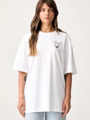 HUGO Blue T-shirt damski bawełniany Oversized Tee_B_15 biały