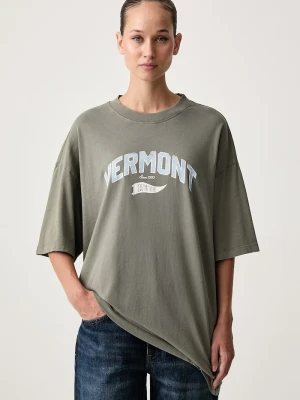 HUGO Blue T-shirt damski bawełniany Oversized Tee_B_17 zielony