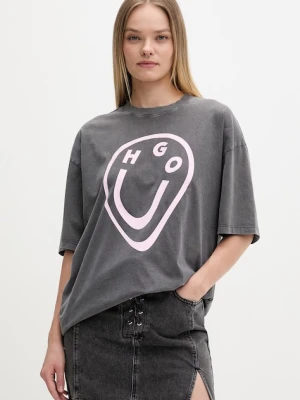 HUGO Blue T-shirt damski bawełniany Oversized_Tee_B