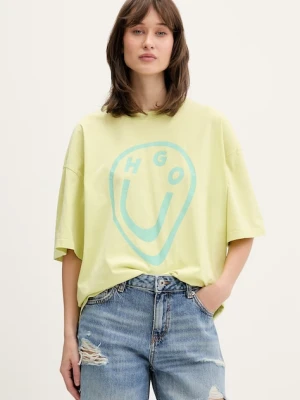 HUGO Blue T-shirt damski bawełniany Oversized_Tee_B