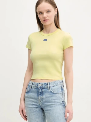 HUGO Blue T-shirt damski bawełniany z elastanem Baby Tee_B