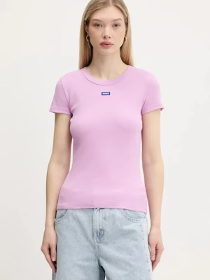 Hugo Blue t-shirt damski kolor fioletowy 50523924