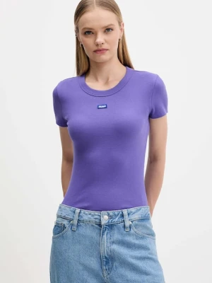 Hugo Blue t-shirt damski kolor fioletowy 50523924
