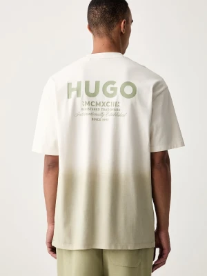HUGO Blue T-shirt męski bawełniany Nalono_F beżowy