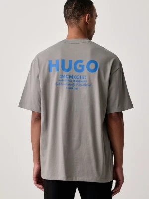 HUGO Blue T-shirt męski bawełniany Nalono szary