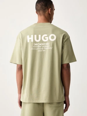 HUGO Blue T-shirt męski bawełniany Nalono zielony