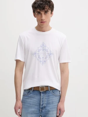 HUGO Blue T-shirt męski bawełniany Nerberri biały