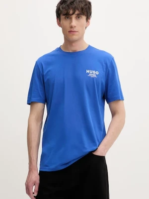 HUGO Blue T-shirt męski bawełniany Nesptee
