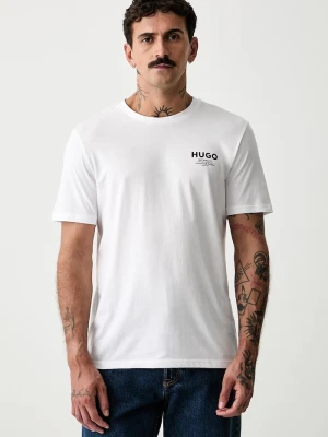 HUGO Blue T-shirt męski bawełniany Nesptee biały