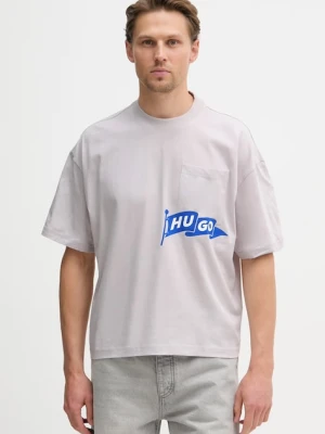 HUGO Blue T-shirt męski bawełniany Nohacrop