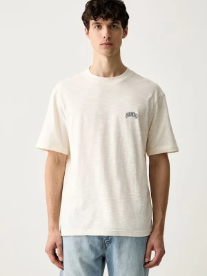 HUGO Blue T-shirt męski bawełniany Nowboi beżowy