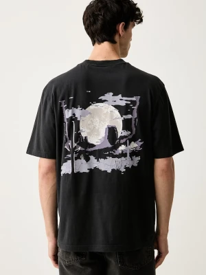 HUGO Blue T-shirt męski bawełniany Noxwash czarny