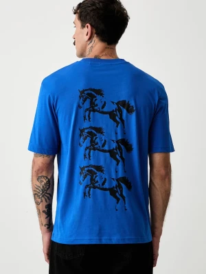 HUGO Blue T-shirt męski bawełniany Nurobos