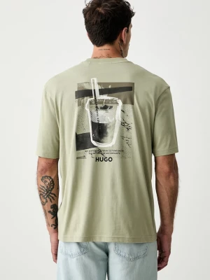 HUGO Blue T-shirt męski bawełniany Nurobos zielony
