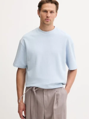 HUGO Blue T-shirt swetrowy męski z bawełną Nuwaffle