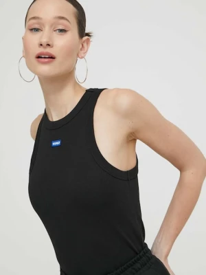 HUGO Blue top damski bawełniany z elastanem Easy Tank_B czarny
