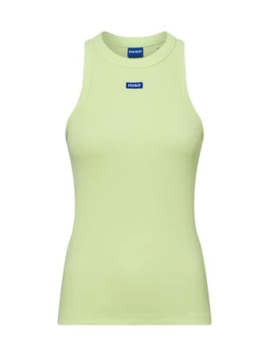 HUGO BLUE Top damski - Easy Tank_B Kobiety Bawełna zielony jednolity,
