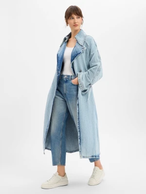 HUGO BLUE Trencz damski - Garena Kobiety Jeansy niebieski jednolity,