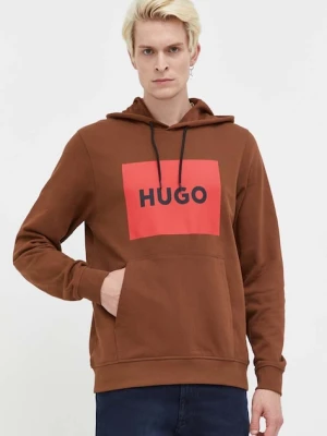 HUGO bluza bawełniana brązowy