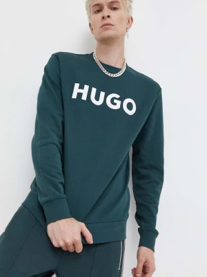 HUGO bluza bawełniana zielony