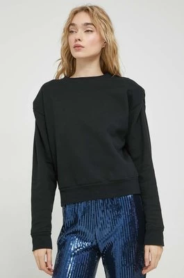 HUGO bluza bawełniana damska kolor czarny gładka