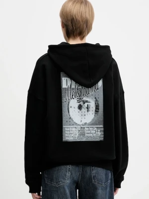 HUGO bluza bawełniana damska kolor czarny z kapturem z nadrukiem 50554966