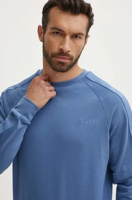 HUGO bluza bawełniana lounge kolor niebieski gładka 50520494