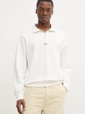 HUGO bluza bawełniana męska kolor biały gładka 50525881