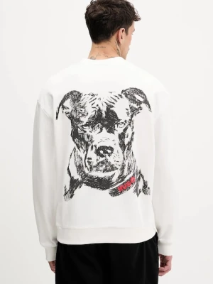 HUGO bluza bawełniana Dubraxo męska kolor biały wzorzysta 50557482