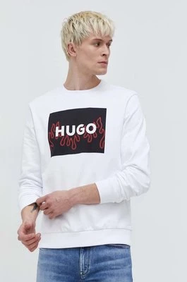 HUGO bluza bawełniana męska kolor biały z nadrukiem 50506990