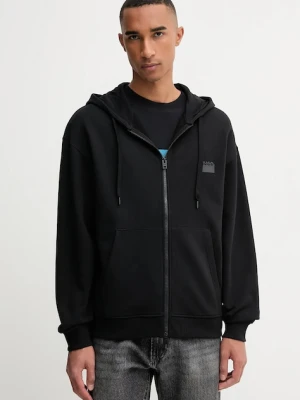 HUGO bluza bawełniana męska kolor czarny z kapturem z nadrukiem 50546874